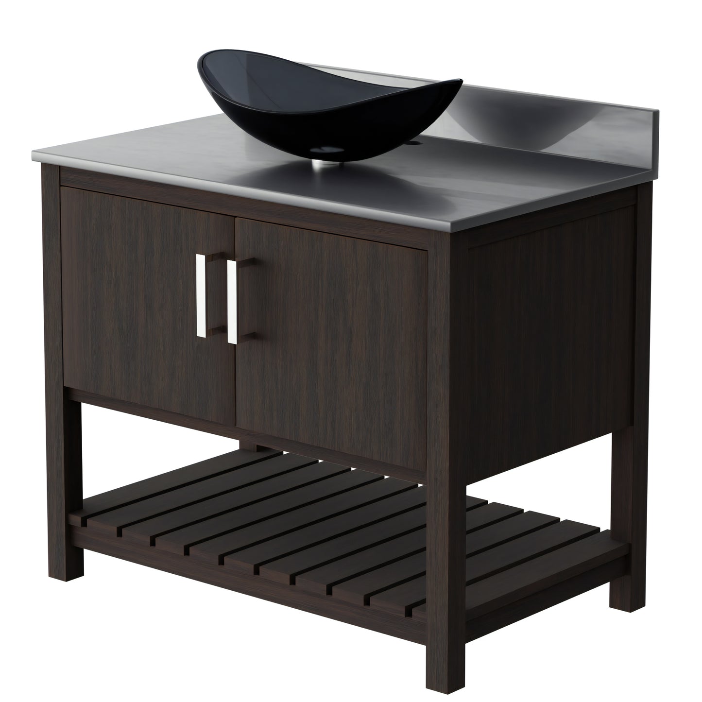 36-inch Bath Vanity with Storm Grey Quartz Counter and Sink - NOBV-36CM-280-324G