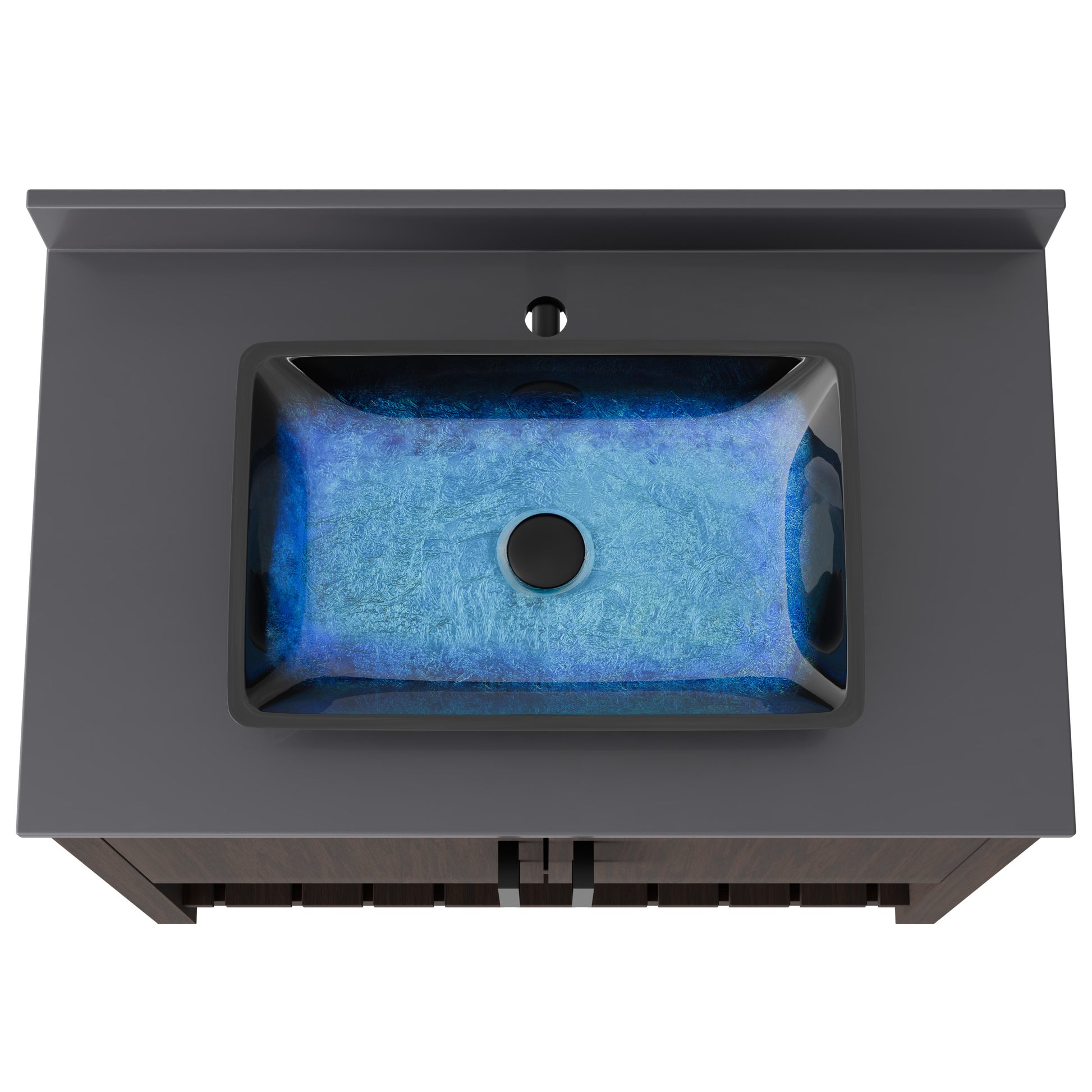 36-inch Novatto bath vanity with storm grey quartz countertop and integrated sink, showcasing sleek bathroom accessory design