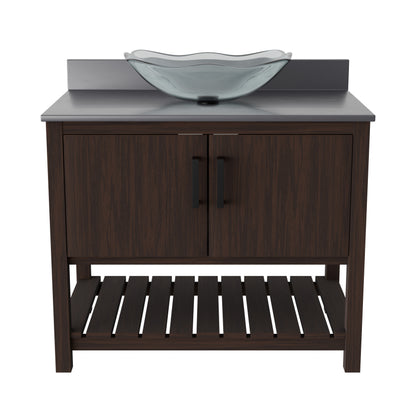 36-inch Bath Vanity with Storm Grey Quartz Counter and Sink - NOBV-36CM-280-317C