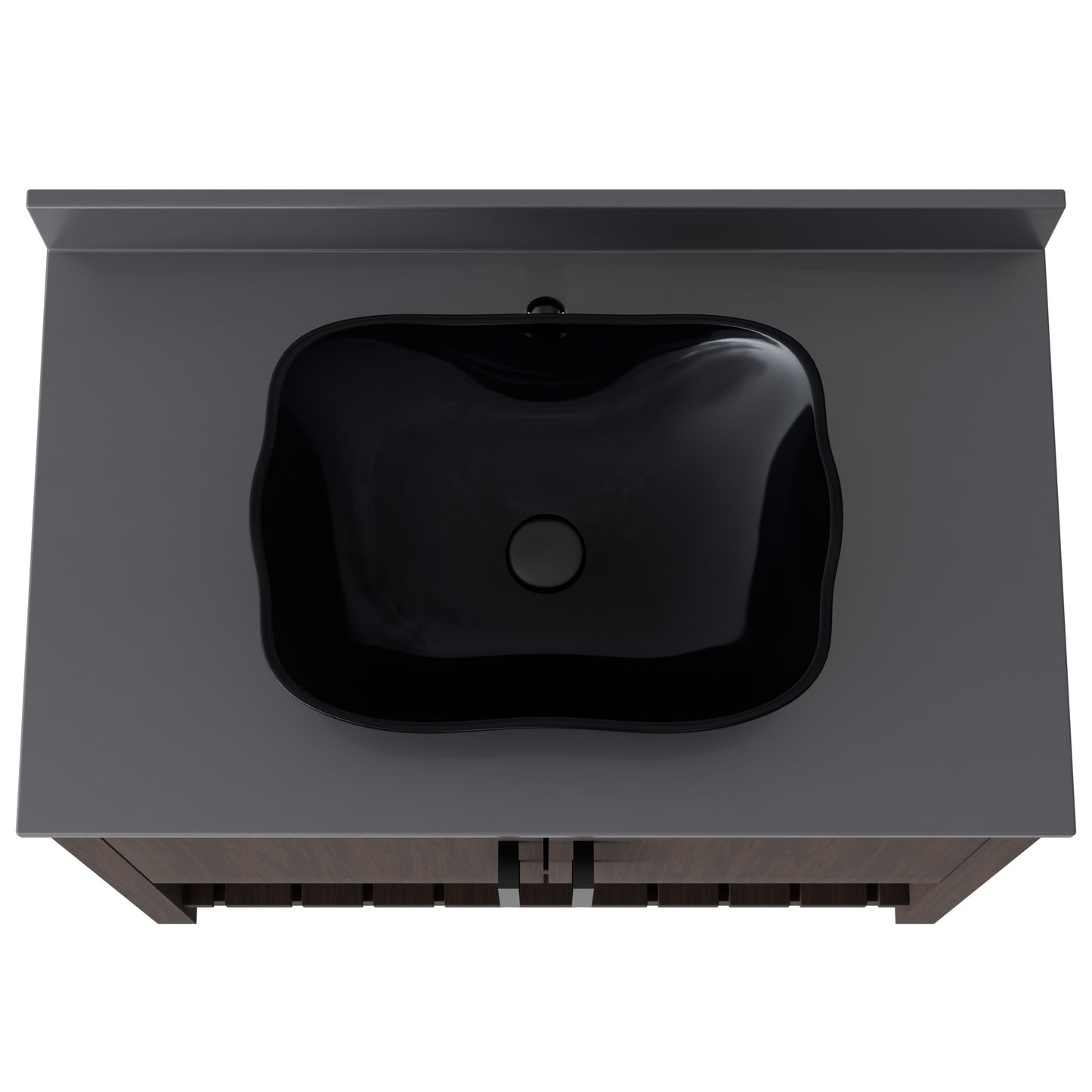 36-inch Novatto bath vanity with storm grey quartz countertop and integrated sink, showcasing modern bathroom fixture design.