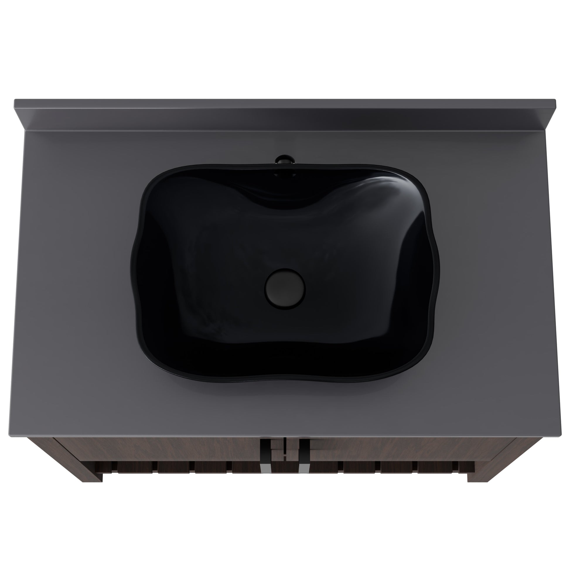 36-inch Novatto bath vanity with storm grey quartz countertop and integrated sink, showcasing modern bathroom fixture design.