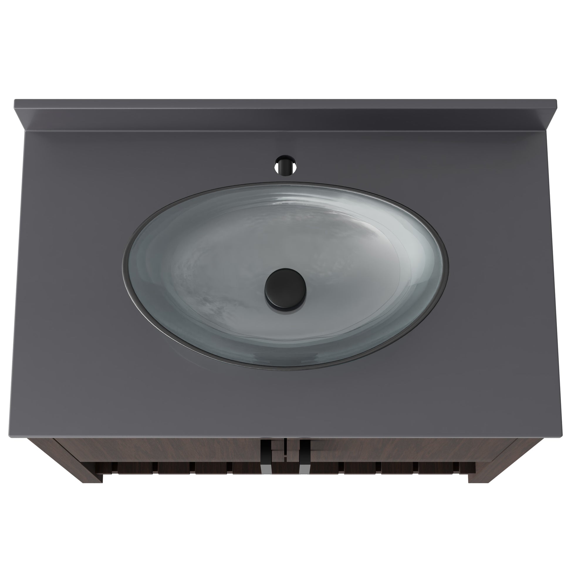 Novatto 36-inch bath vanity with storm grey quartz countertop and integrated sink, showcasing modern bathroom accessory design.
