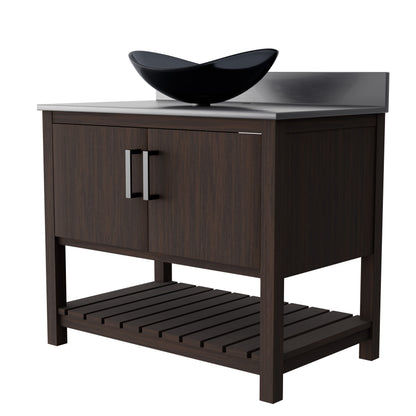 36-inch Bath Vanity with Storm Grey Quartz Counter and Sink - NOBV-36CM-280-324G