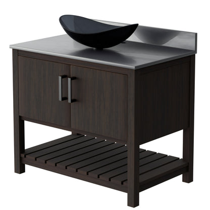 36-inch Bath Vanity with Storm Grey Quartz Counter and Sink - NOBV-36CM-280-324G