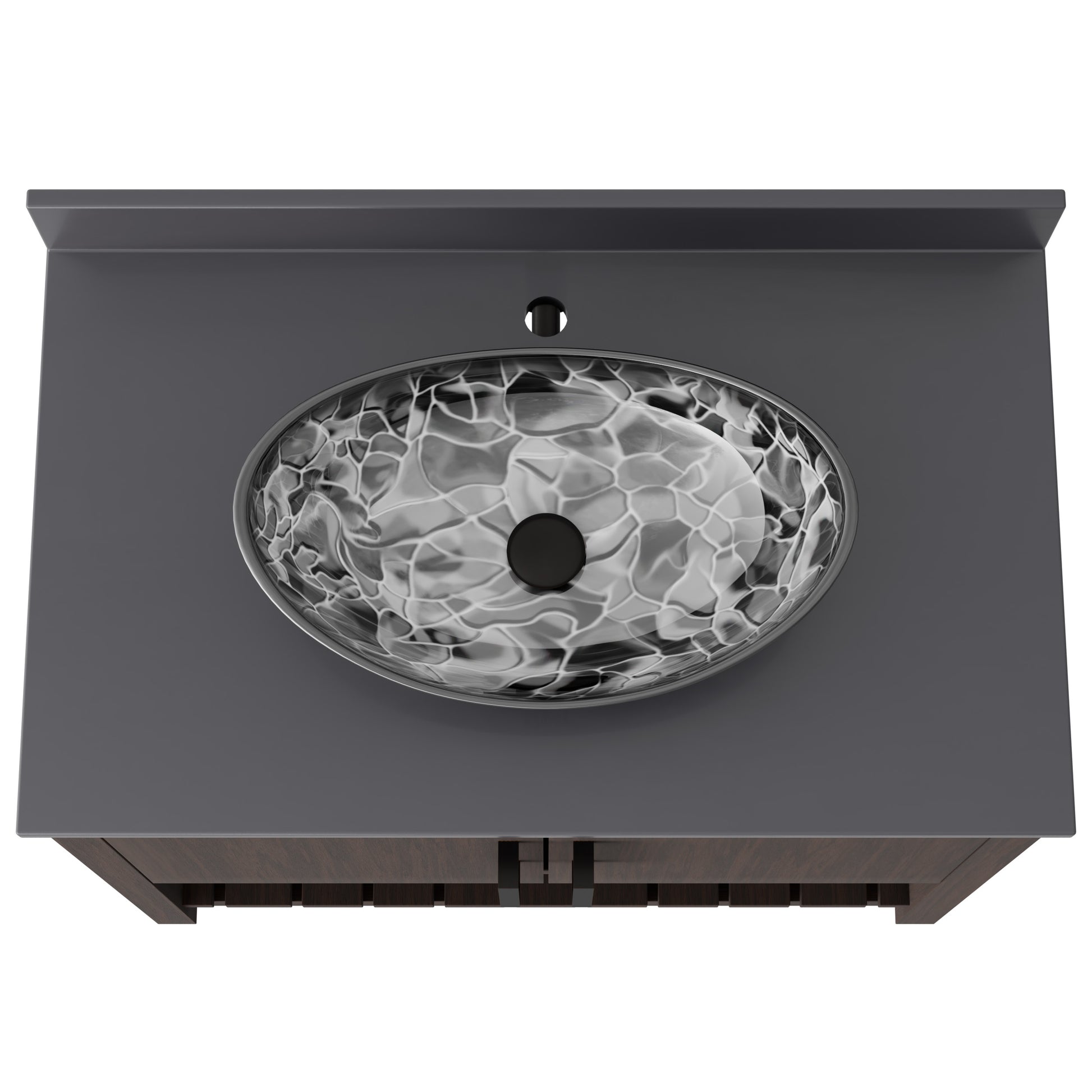 Novatto 36-inch bath vanity with storm grey quartz countertop and integrated sink, modern bathroom accessory with sleek design.