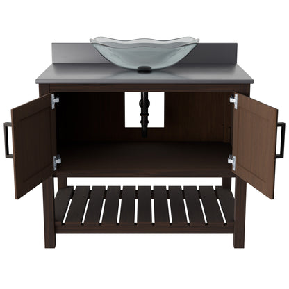 36-inch Bath Vanity with Storm Grey Quartz Counter and Sink - NOBV-36CM-280-317C