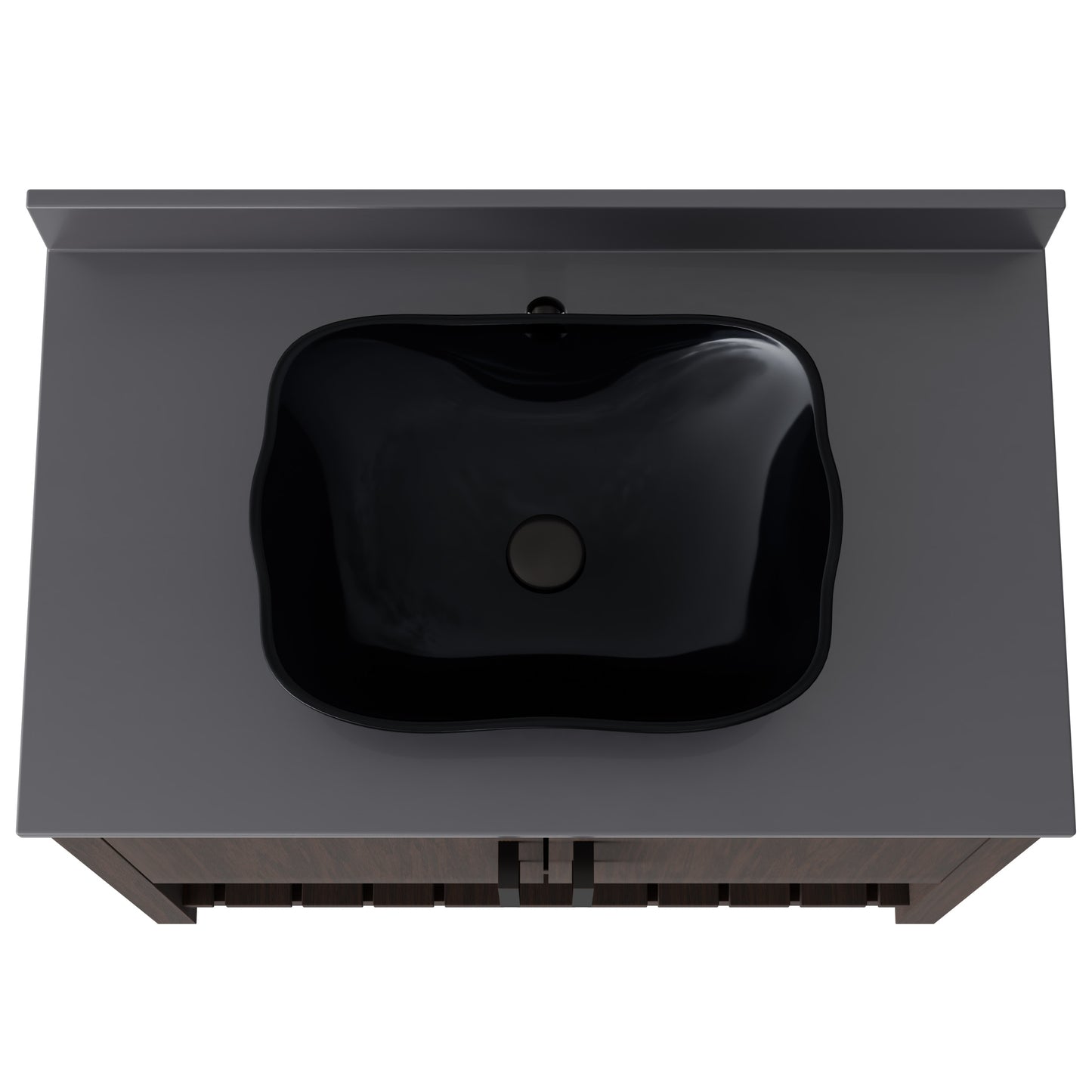 36-inch Novatto bath vanity with storm grey quartz countertop and sink, showcasing modern bathroom accessory design.
