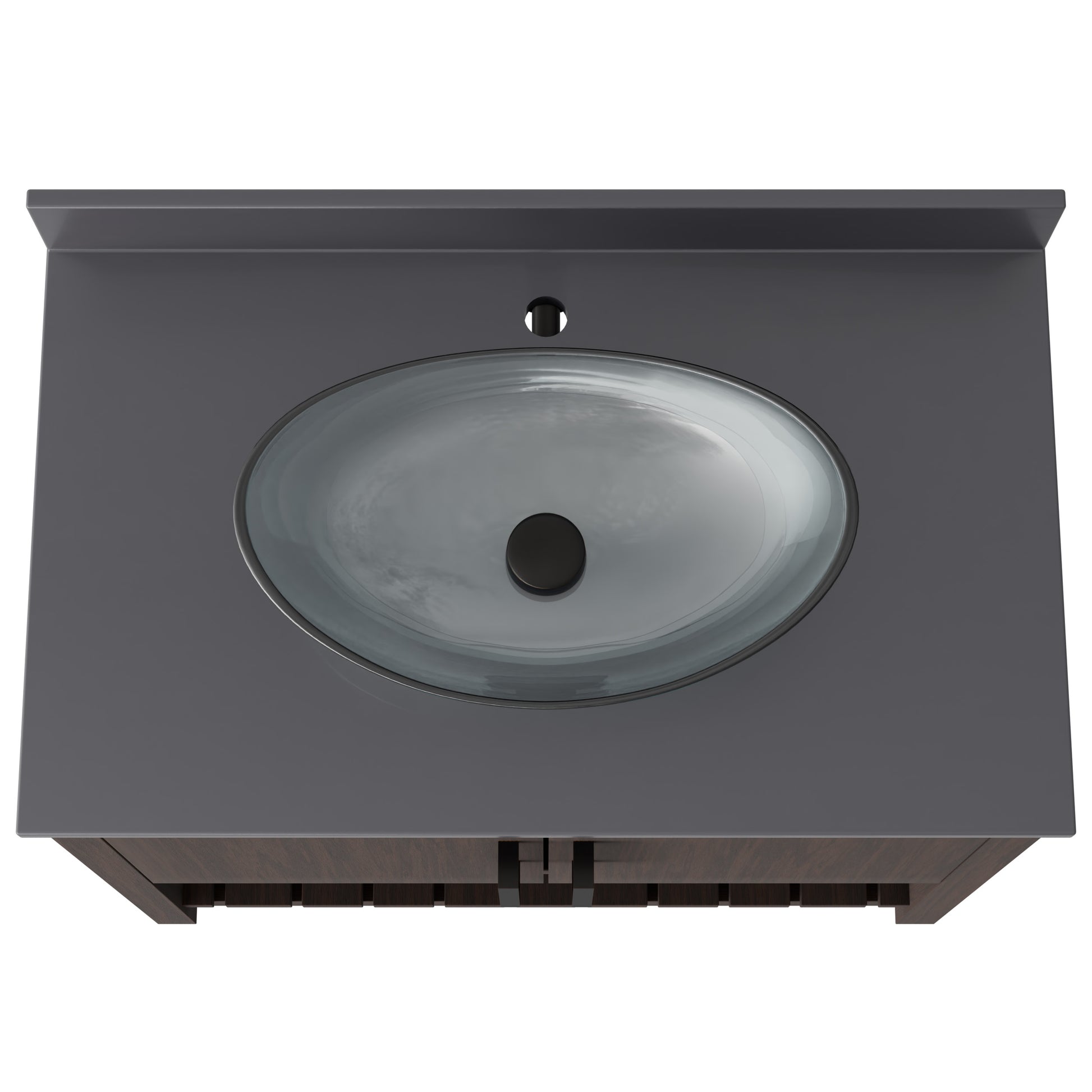 Novatto 36-inch bath vanity with storm grey quartz countertop and sink, showcasing sleek bathroom accessory design.