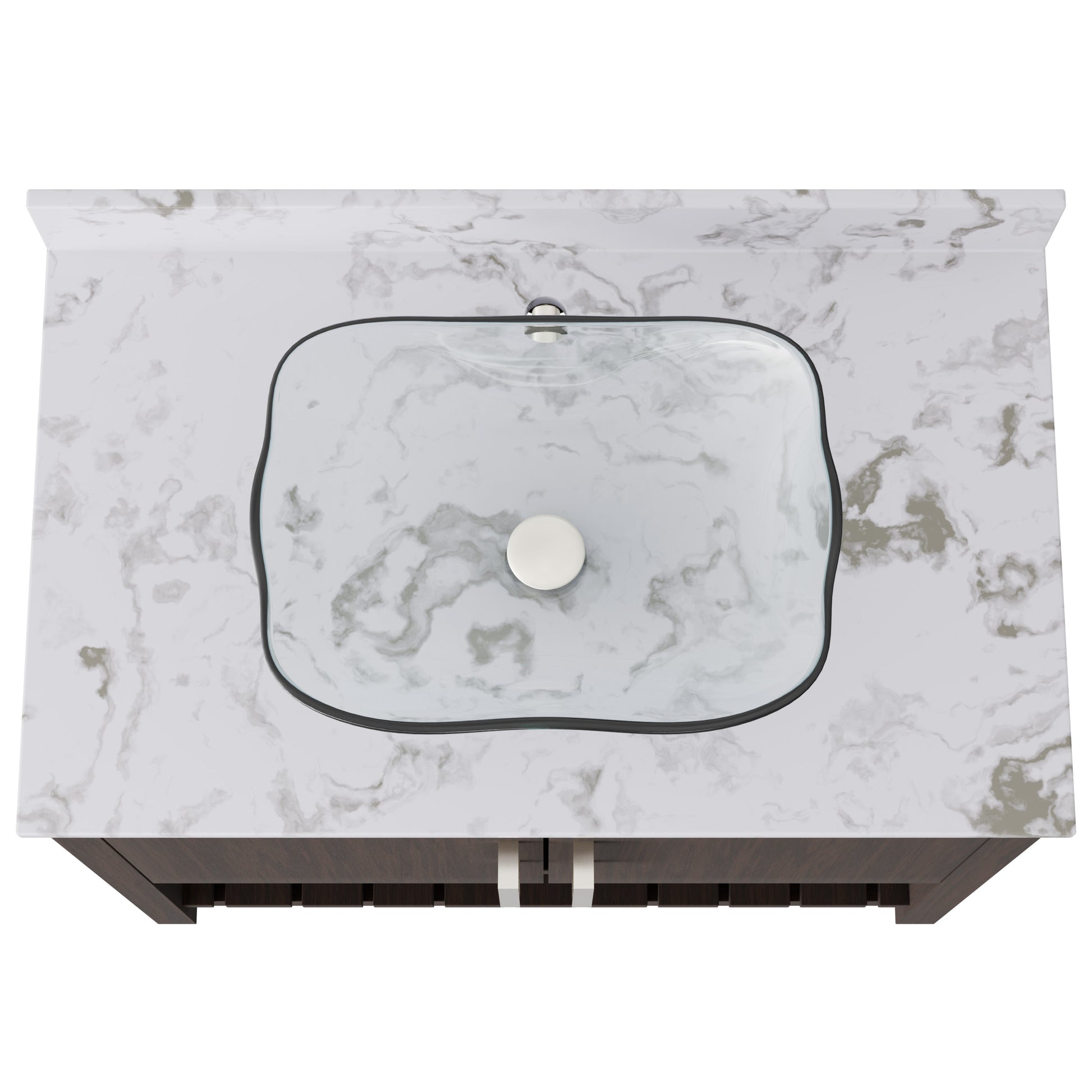 36-inch Novatto bath vanity with cafe mocha quartz countertop and sink, showcasing sleek design and modern bathroom accessory.