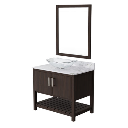 Novatto 36-inch bath vanity with Cafe Mocha quartz countertop and sink, featuring modern design and durable construction.