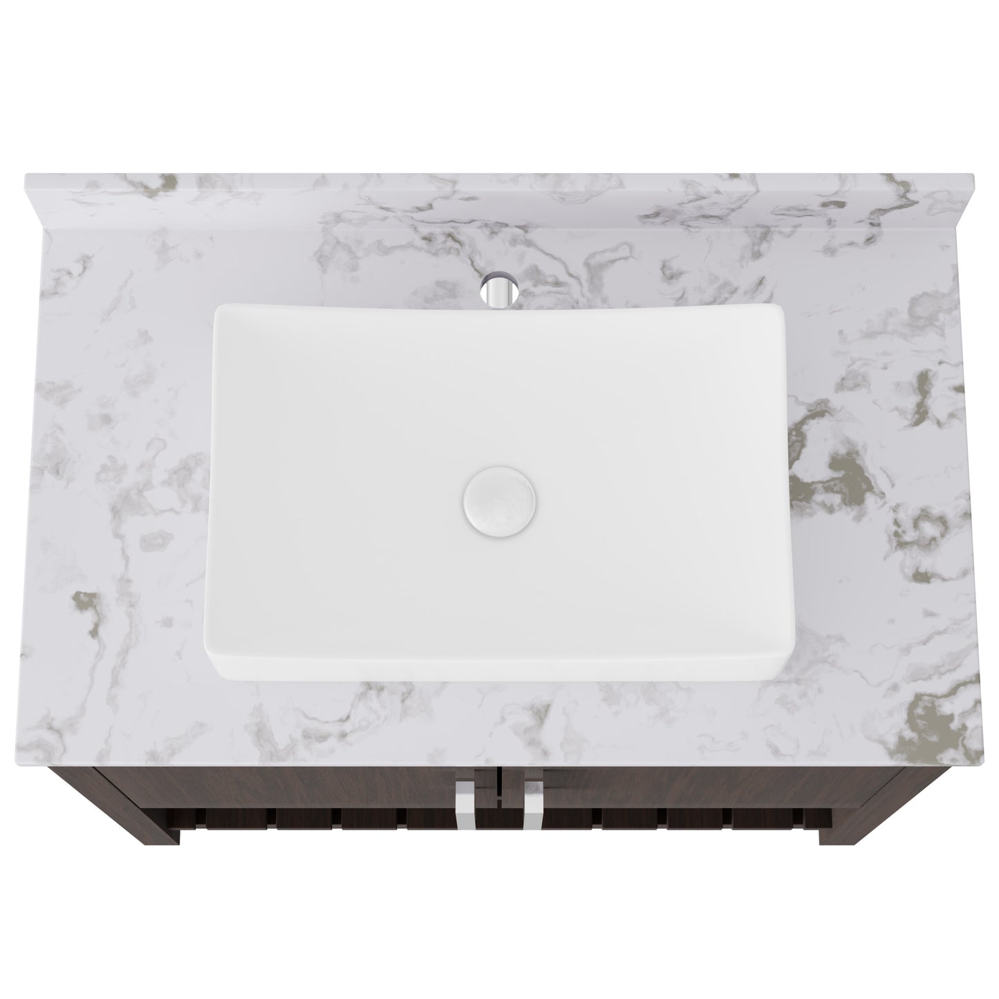 Novatto 36-inch bath vanity with cafe mocha quartz countertop and sink, showcasing its stylish bathroom accessory design.
