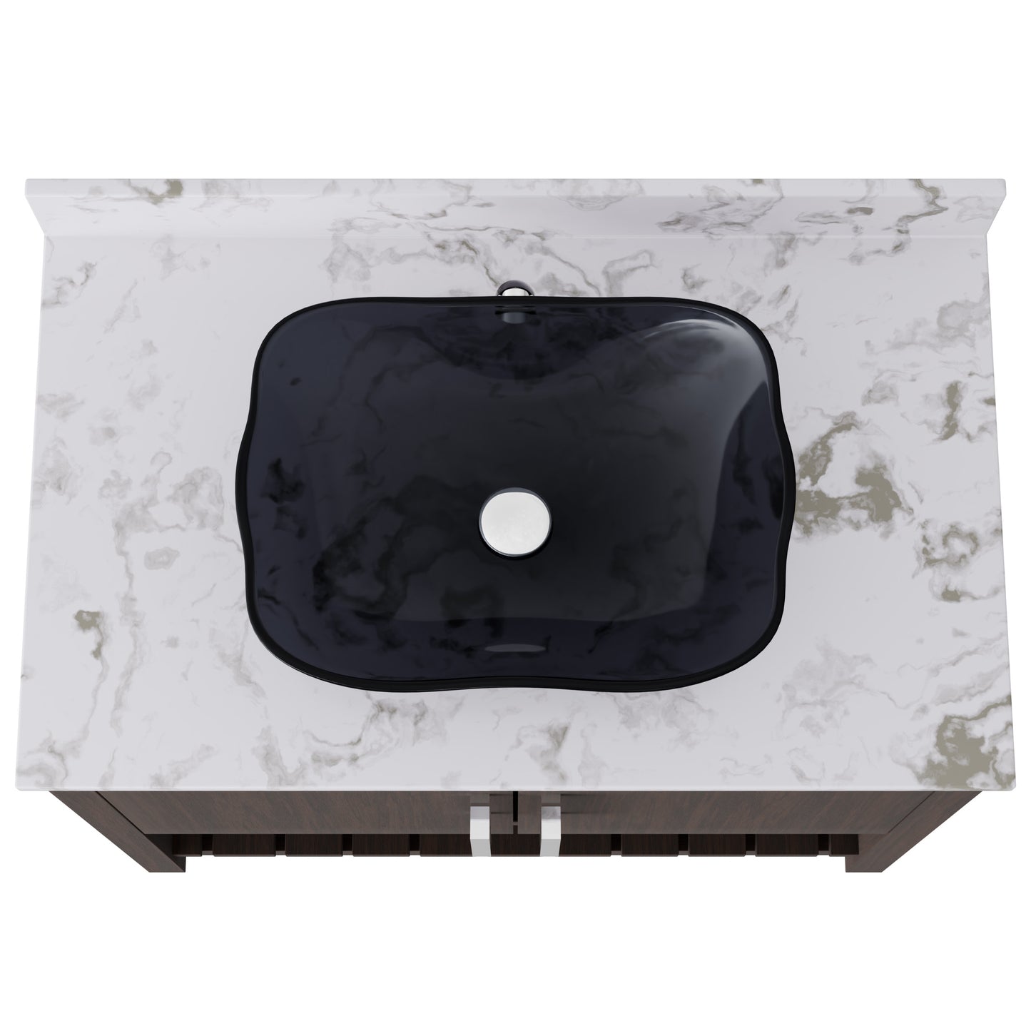 36-inch Novatto bath vanity with cafe mocha quartz countertop and sink, showcasing a modern bathroom accessory.