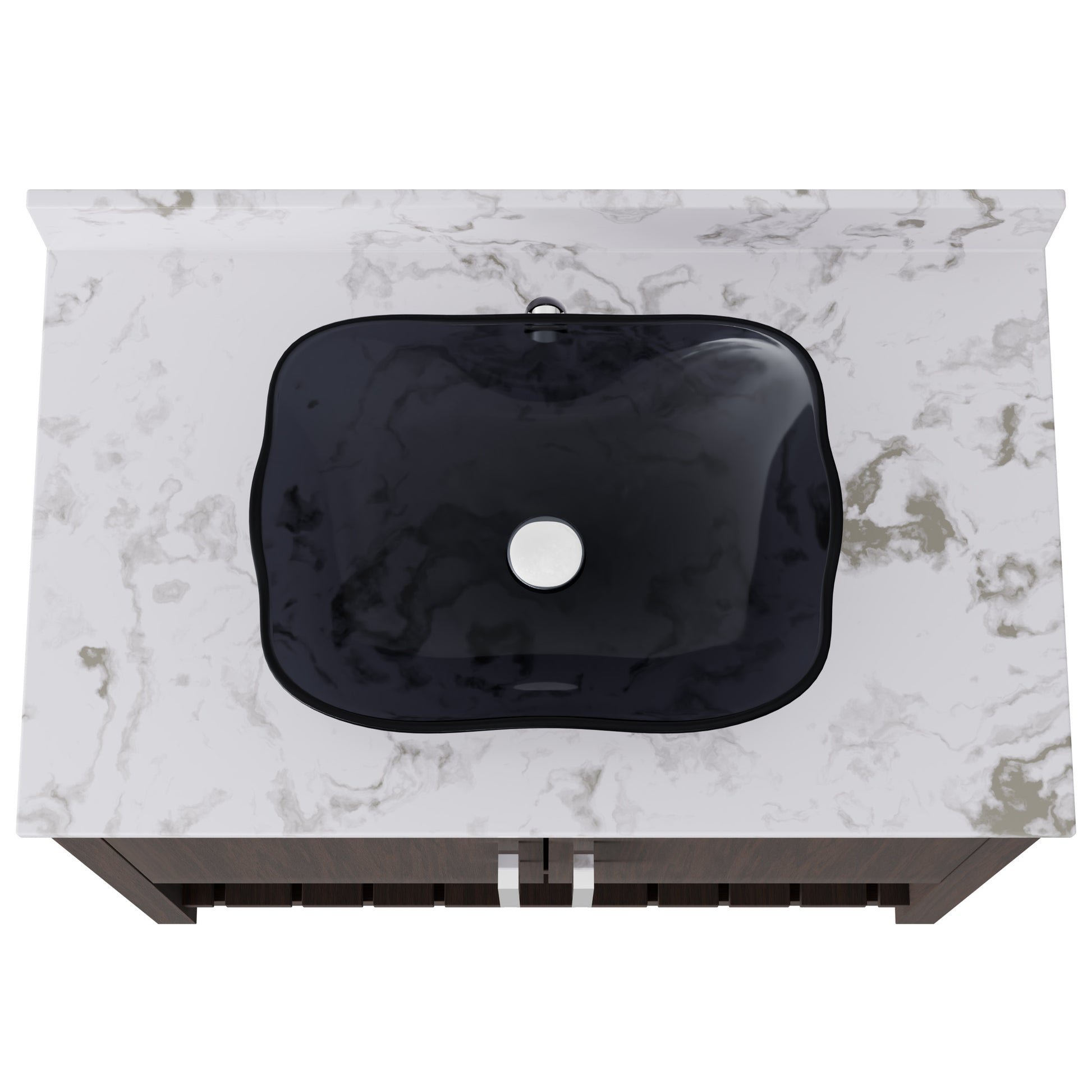 36-inch Novatto bath vanity with cafe mocha quartz countertop and sink, showcasing a modern bathroom accessory.