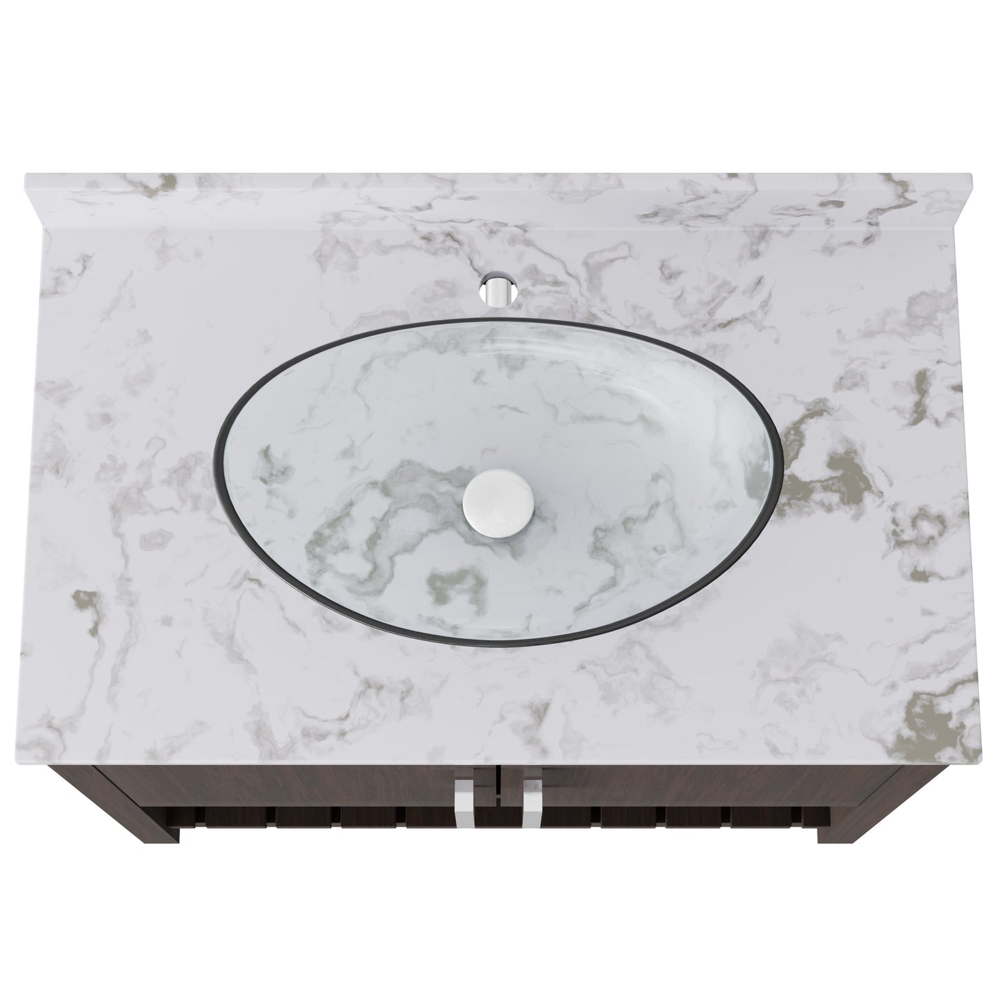 36-inch Novatto bath vanity with cafe mocha quartz countertop and sink, modern bathroom accessory with sleek design