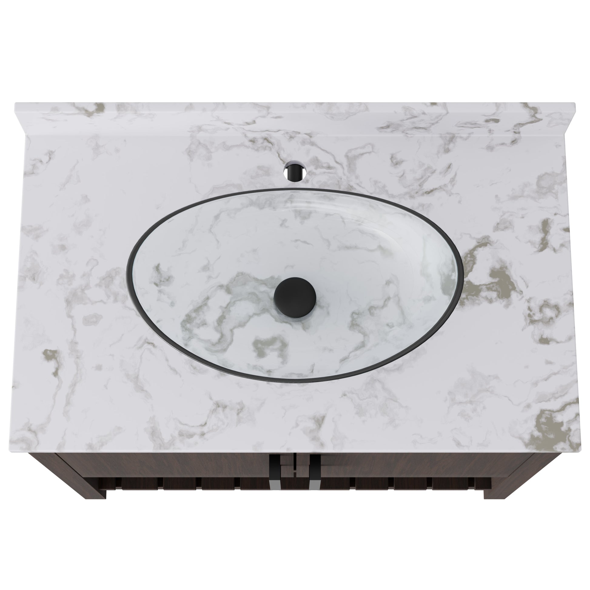 36-inch Novatto bath vanity with cafe mocha quartz countertop and sink, featuring modern bathroom accessory design.