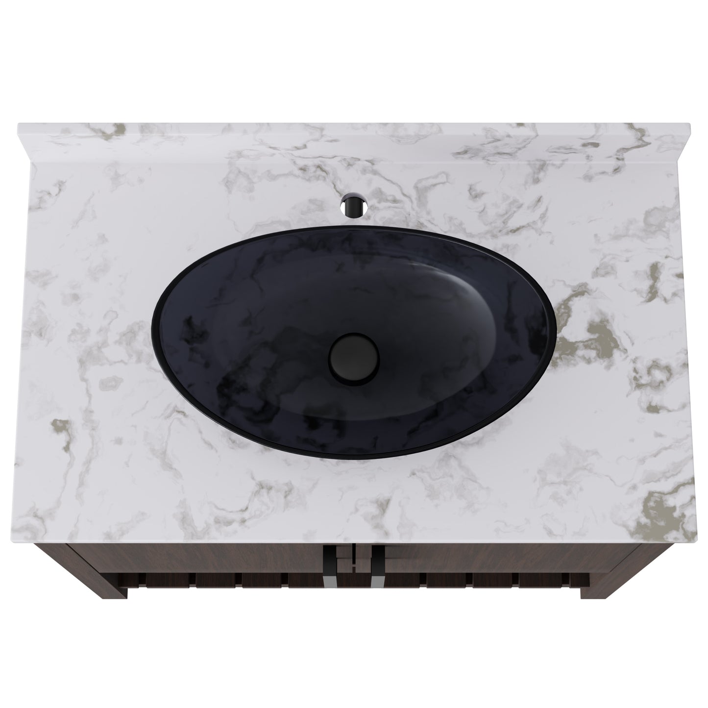 36-inch Novatto bath vanity with cafe mocha quartz countertop and sink, showcasing a modern bathroom accessory.