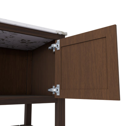 36-inch vanity with Cafe Mocha quartz countertop by Novatto, showcasing the elegant bathroom accessory with a sleek design.
