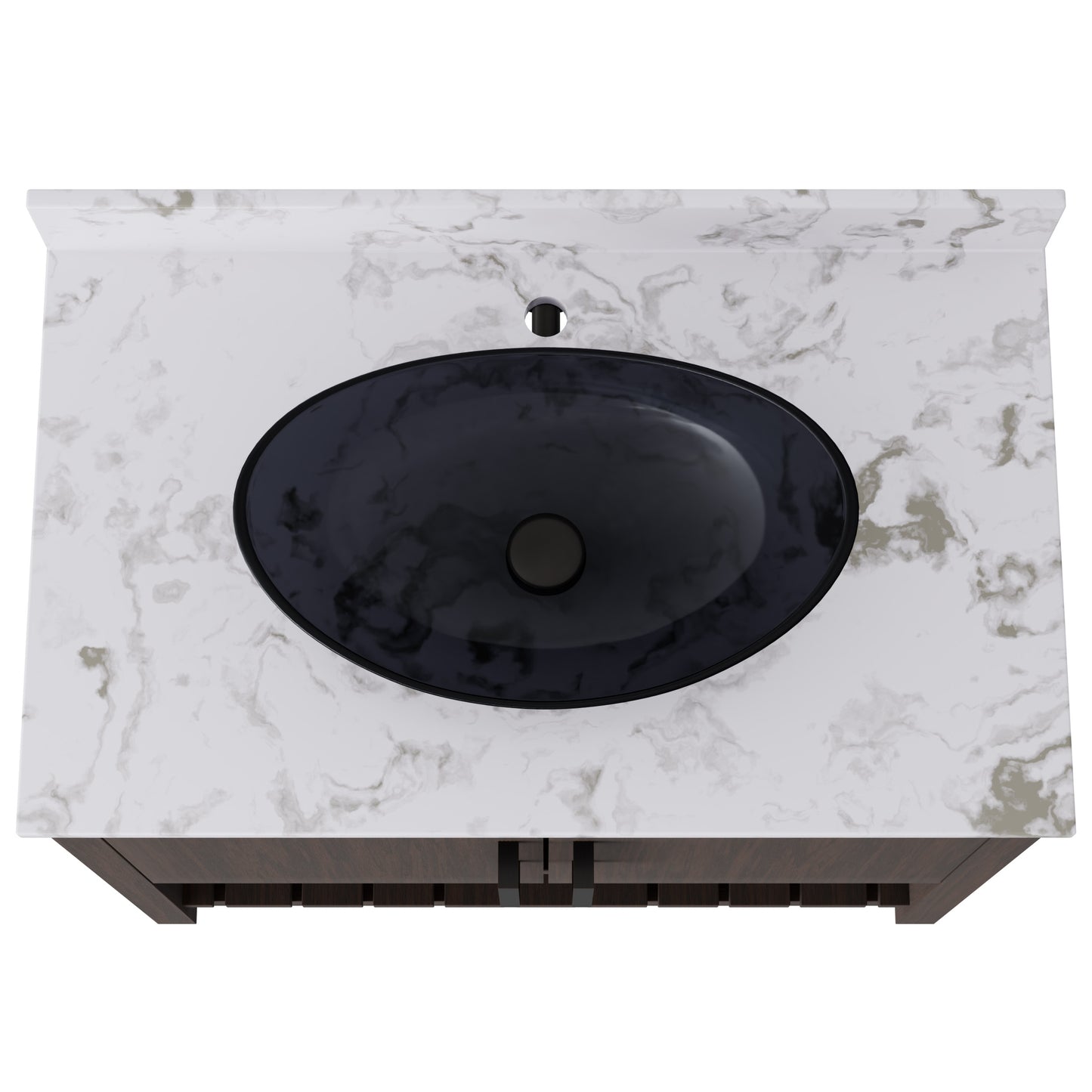Novatto 36-inch bath vanity with cafe mocha quartz countertop and sink, showcasing its elegant design and natural stone finish.