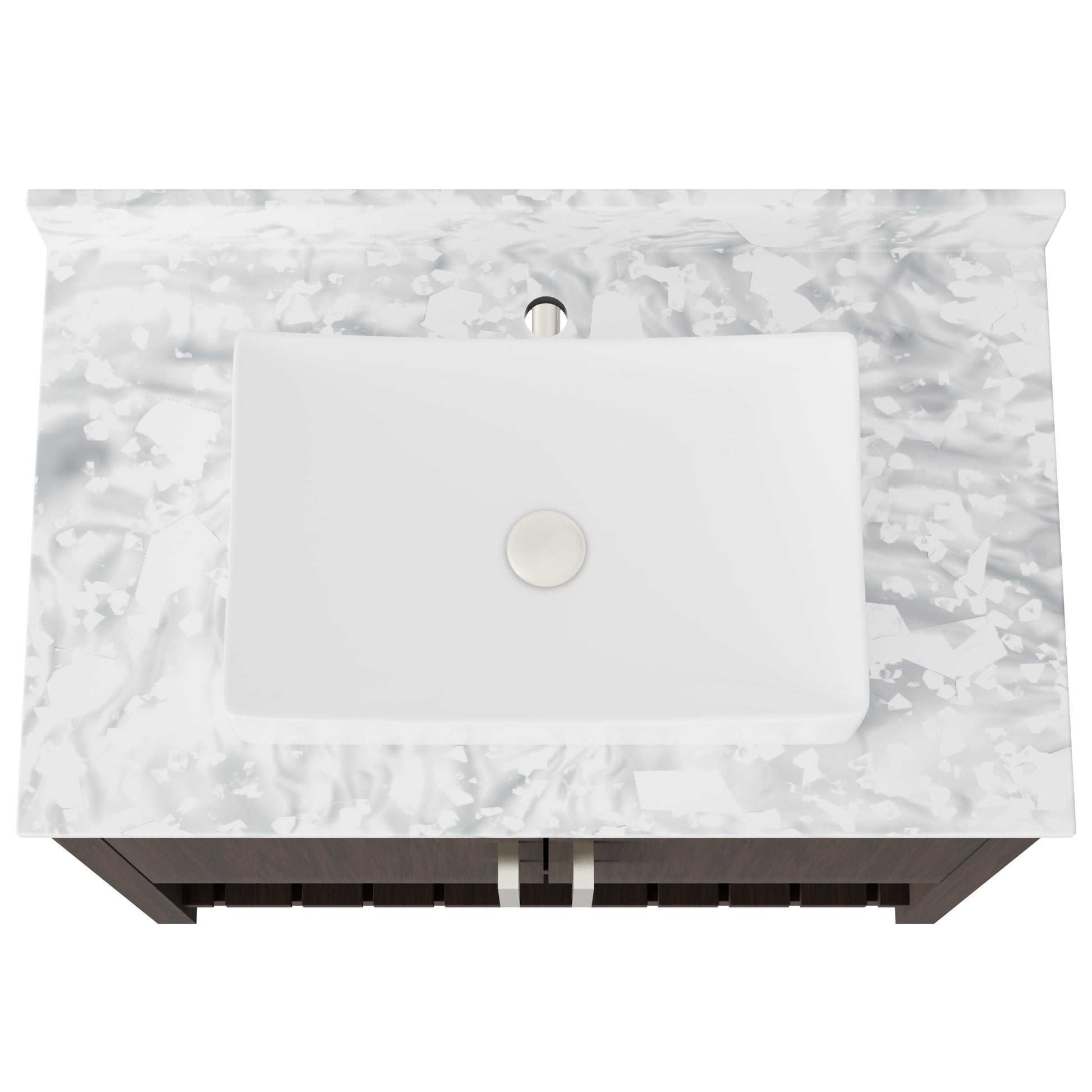36-inch Novatto bathroom vanity with Carrara white marble counter and sink, featuring sleek cabinetry and modern design.