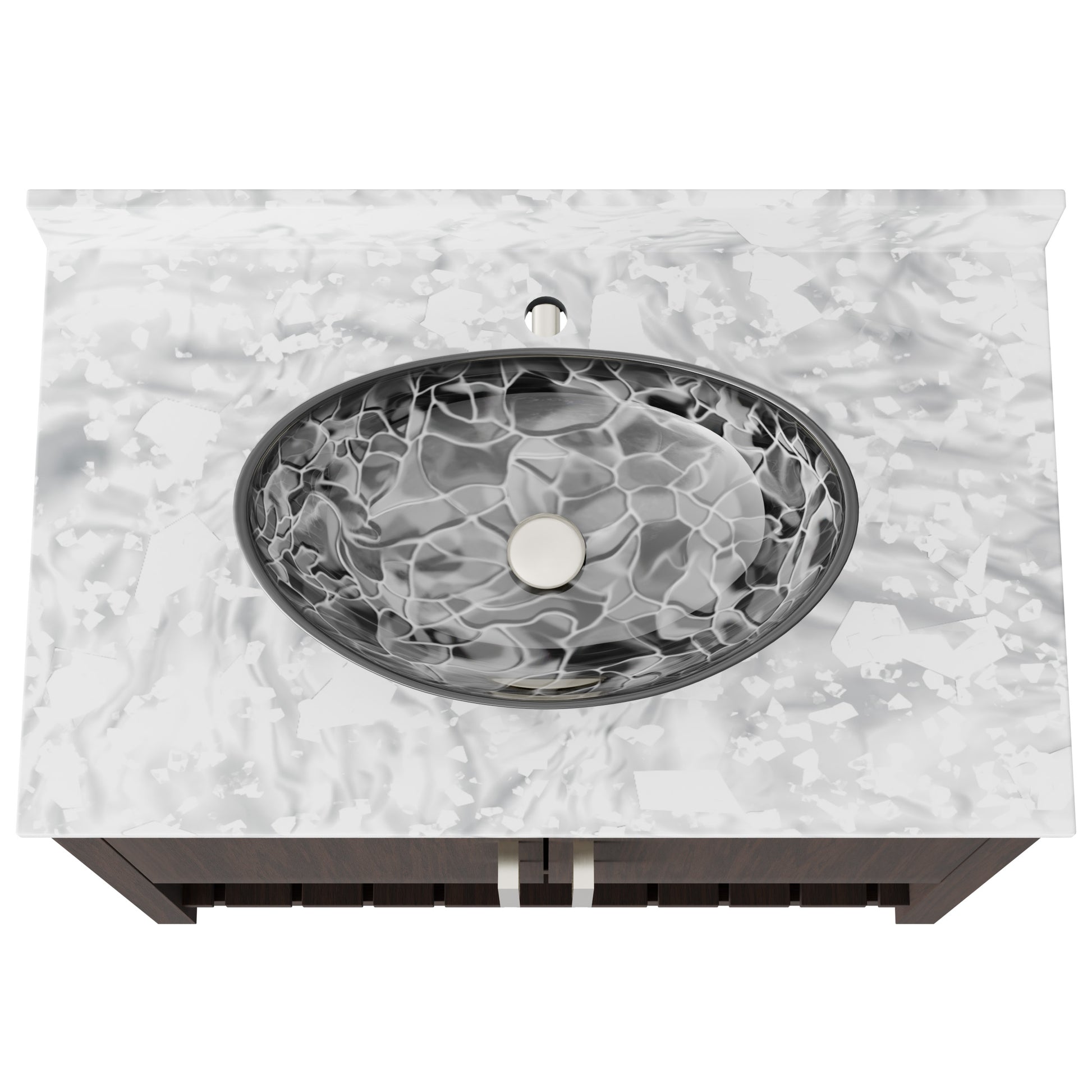 Novatto 36-inch bath vanity with Carrara white marble counter and sink, featuring elegant design and polished surface.