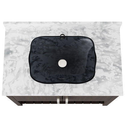 36-inch Novatto bath vanity with Carrara white marble countertop and integrated sink, showcasing elegant bathroom accessory design.