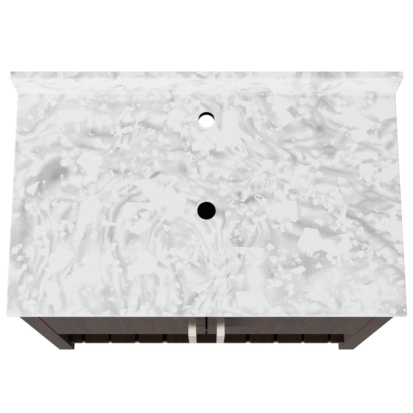 36-inch Novatto vanity with Carrara white marble countertop, modern bathroom accessory with sleek design and elegant surface.