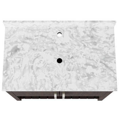36-inch Novatto vanity with Carrara white marble countertop, modern bathroom accessory with sleek design and elegant surface.