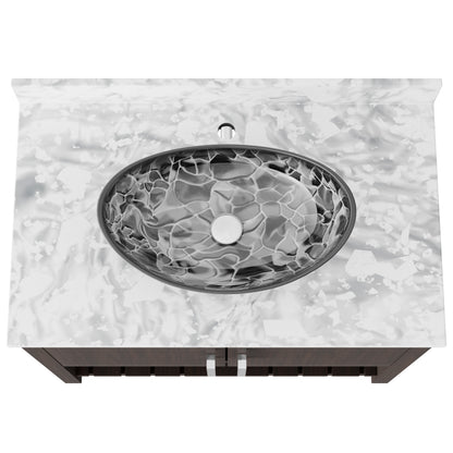 36-inch Novatto bath vanity with Carrara white marble counter and integrated sink, bathroom accessory with elegant design.