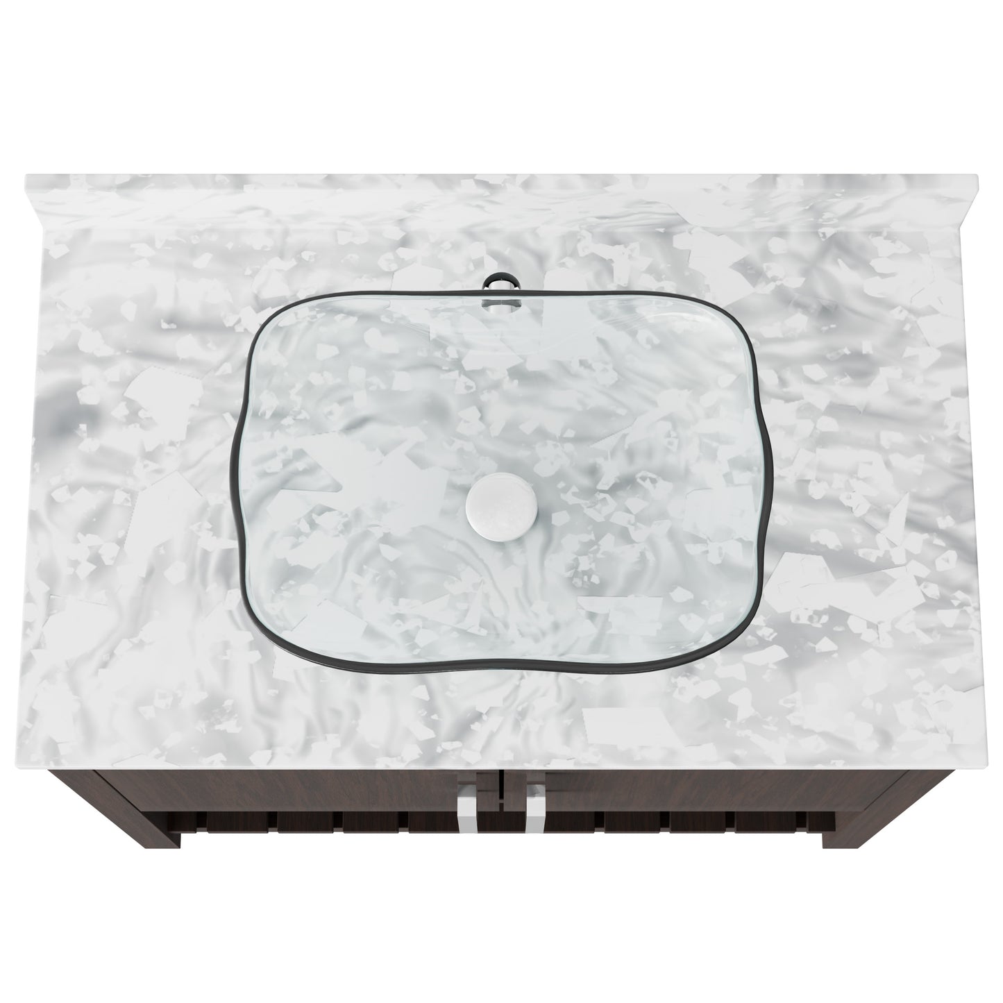36-inch Novatto bath vanity with Carrara white marble counter and sink, showcasing the elegant design and polished surface.