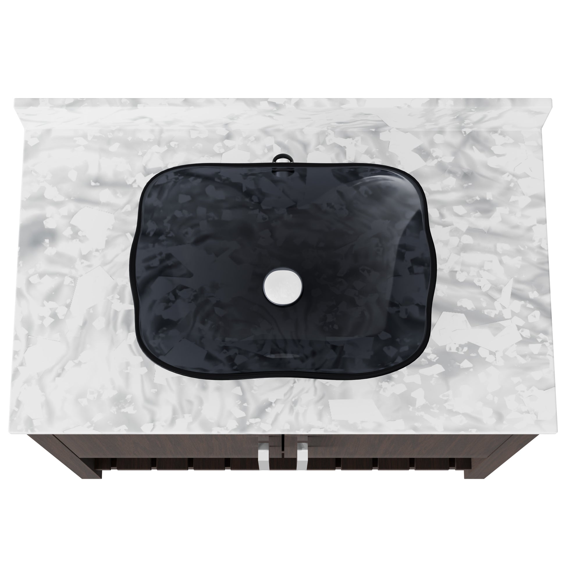 Novatto 36-inch bath vanity with Carrara white marble countertop and sink, showcasing sleek design and elegant surface details.