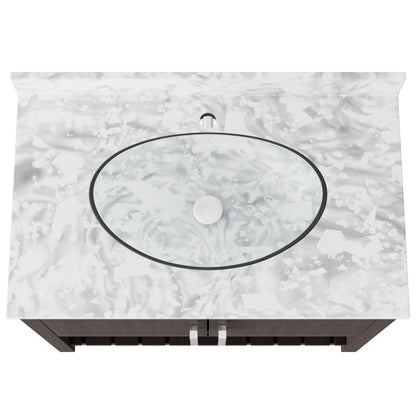 36-inch Novatto bath vanity with Carrara white marble countertop and sink, showcasing the elegant bathroom fixture.