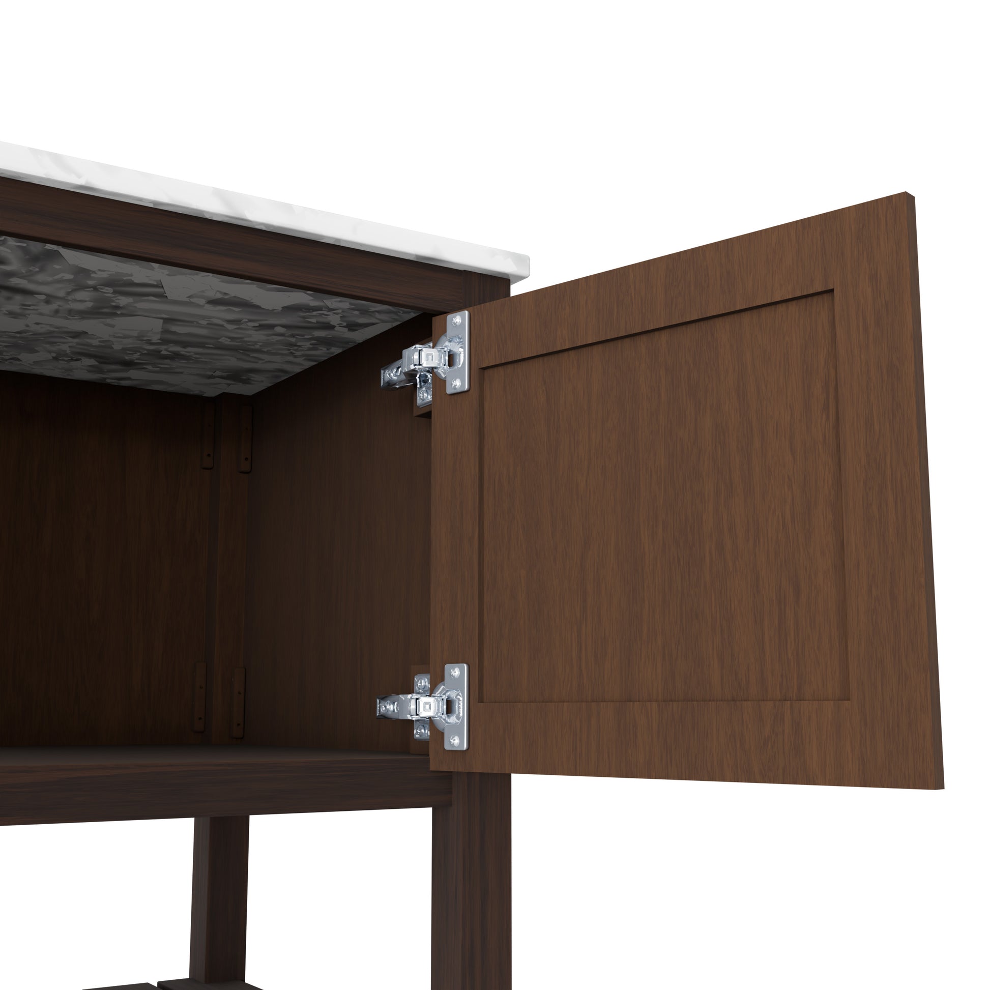 36-inch Novatto vanity with Carrara white marble countertop, modern bathroom accessory with sleek design and elegant surface.