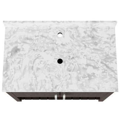 36-inch Novatto vanity with Carrara white marble countertop, featuring elegant bathroom accessory with modern design.