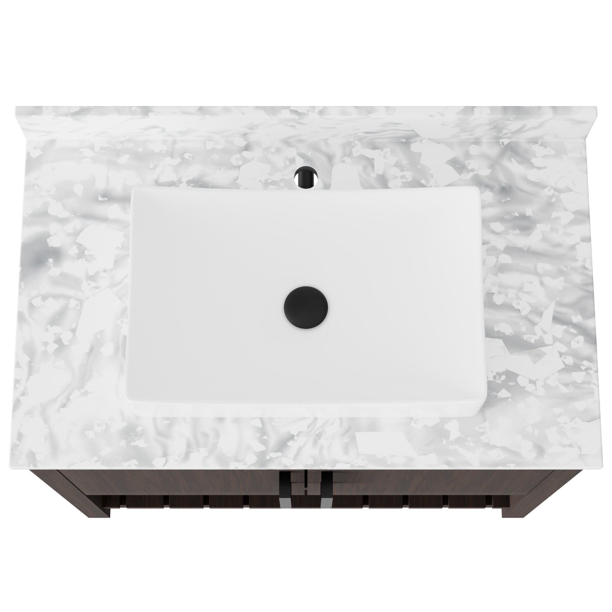 36-inch Novatto bath vanity with Carrara white marble countertop and integrated sink, shown from a front view.