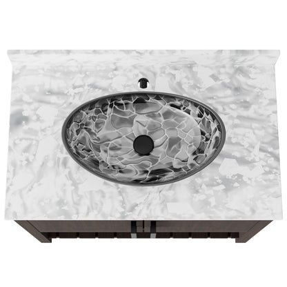 Novatto 36-inch bath vanity with Carrara white marble counter and sink, featuring sleek modern design and sturdy wooden cabinetry.