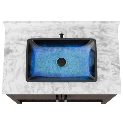 Novatto 36-inch bathroom vanity with Carrara white marble counter and sink, showcasing elegant bathroom accessory design.