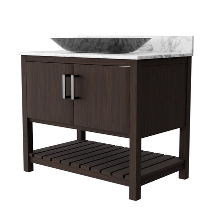 36-inch Novatto bathroom vanity with Carrara white marble counter and sink, featuring sleek modern design and polished finish.