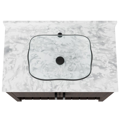 36-inch Novatto bathroom vanity with Carrara white marble counter and integrated sink, modern accessory for stylish bathrooms.