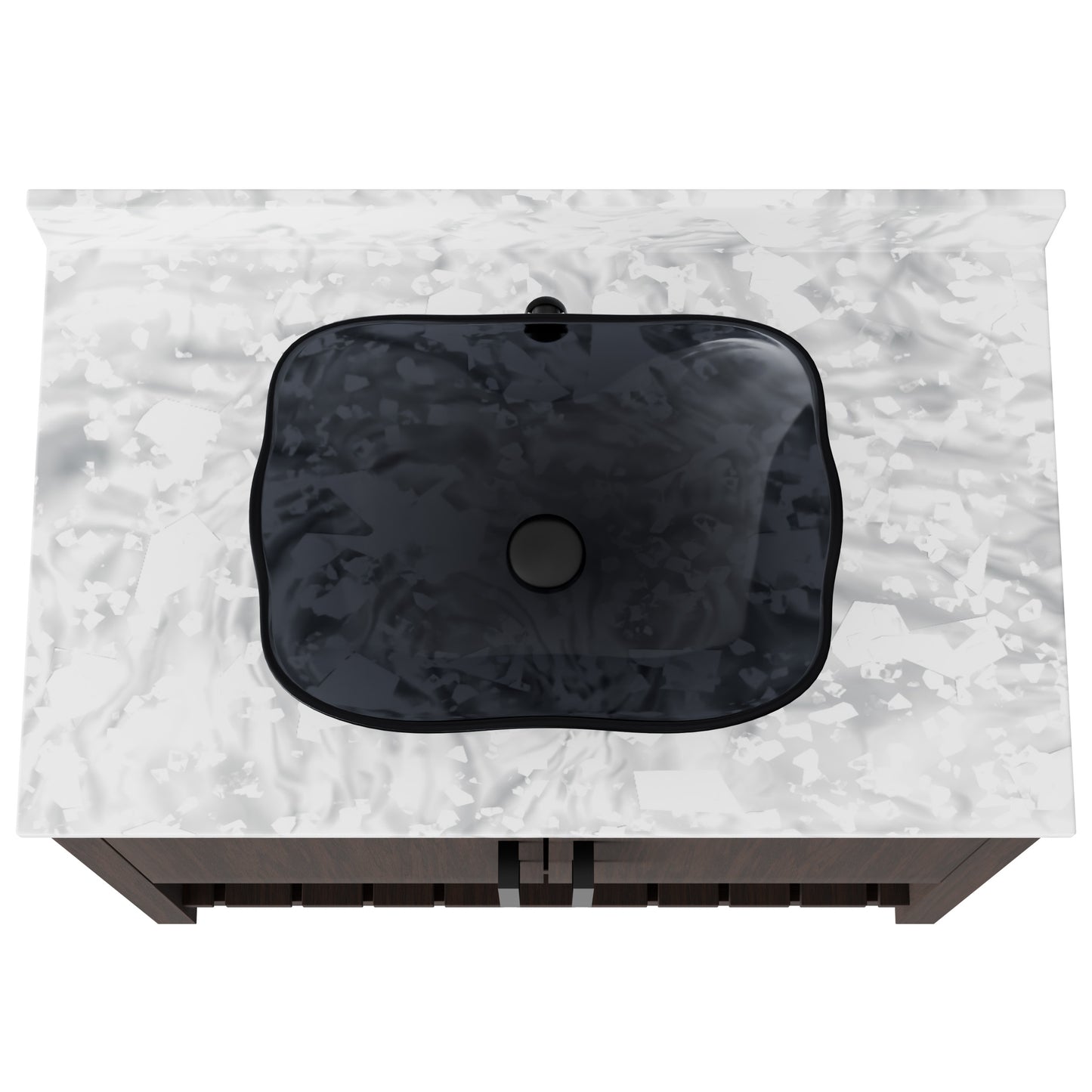 36-inch Novatto bath vanity with Carrara white marble counter and integrated sink, shown from a front view.