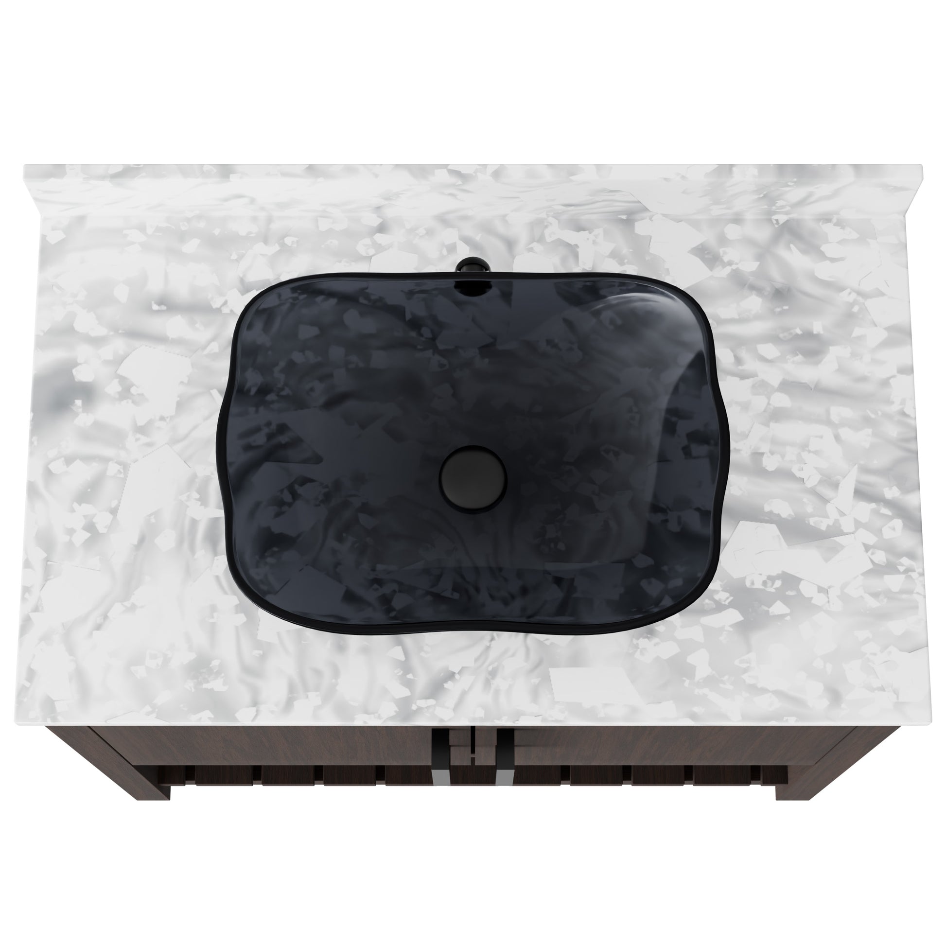 36-inch Novatto bath vanity with Carrara white marble counter and integrated sink, shown from a front view.