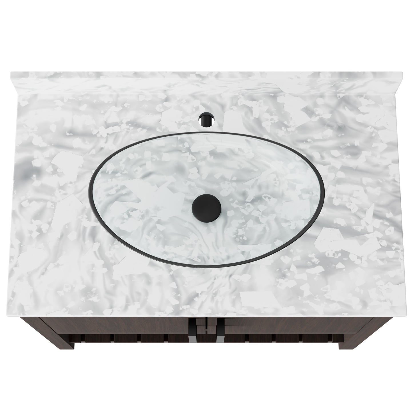 36-inch Novatto bath vanity with Carrara white marble countertop and integrated sink, shown with sleek design and classic white finish.