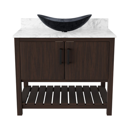 36-inch Novatto bath vanity with Carrara white marble countertop and sink, showcasing elegant bathroom accessory design.