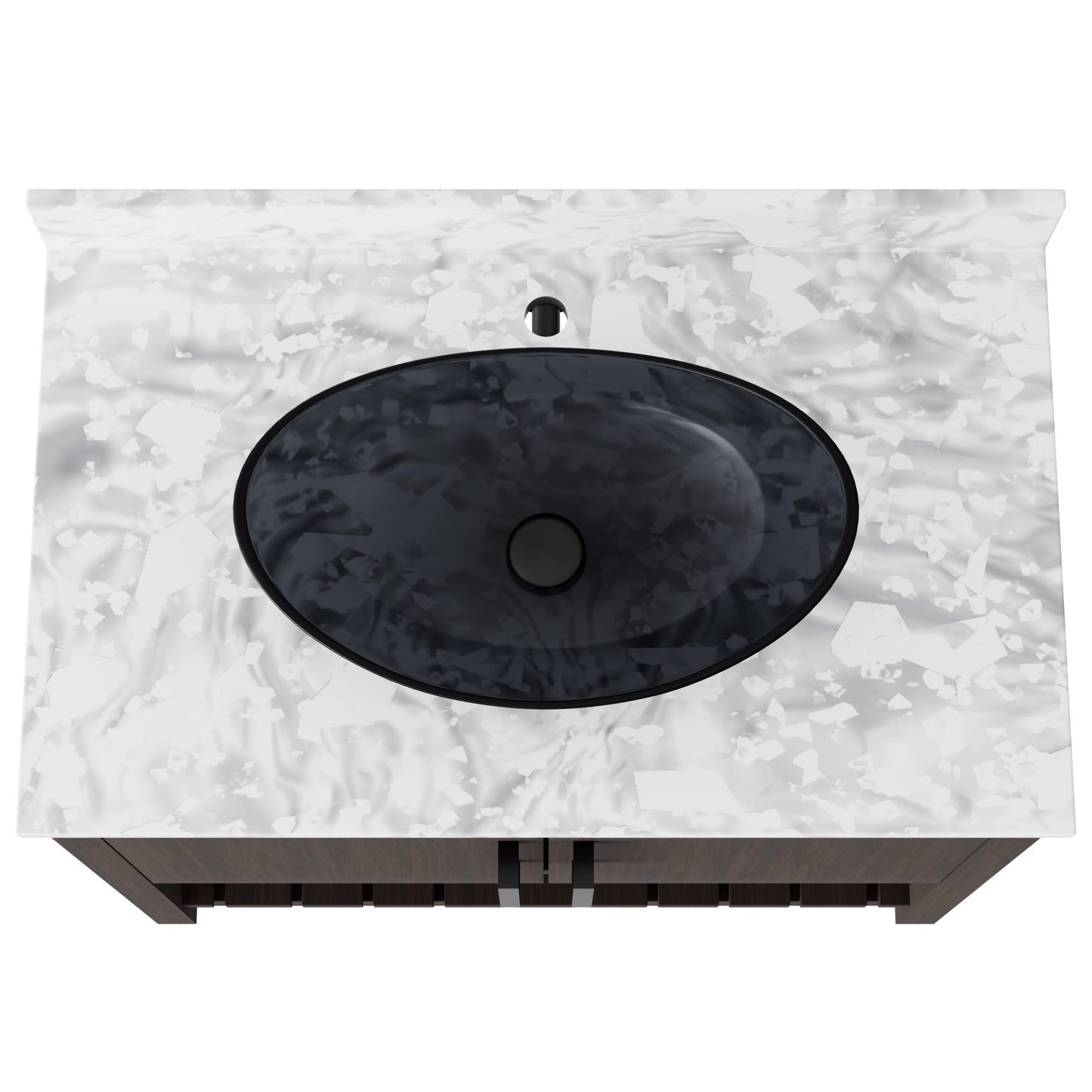 36-inch Novatto bath vanity with Carrara white marble countertop and integrated sink, shown in a modern bathroom setting.