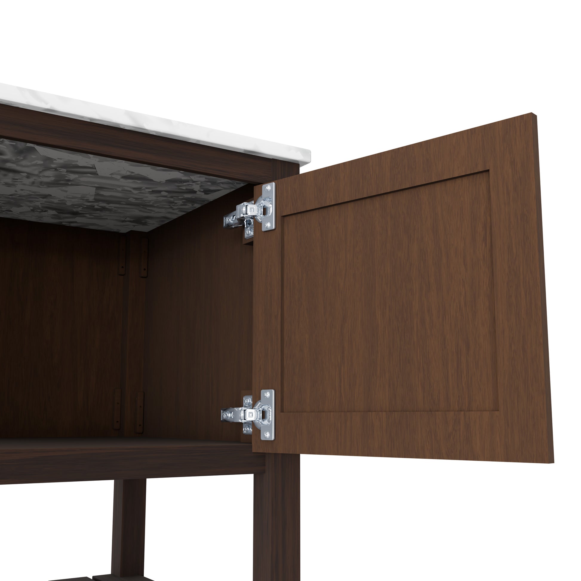 36-inch Novatto vanity with Carrara white marble countertop, showcasing a modern bathroom accessory with sleek design.