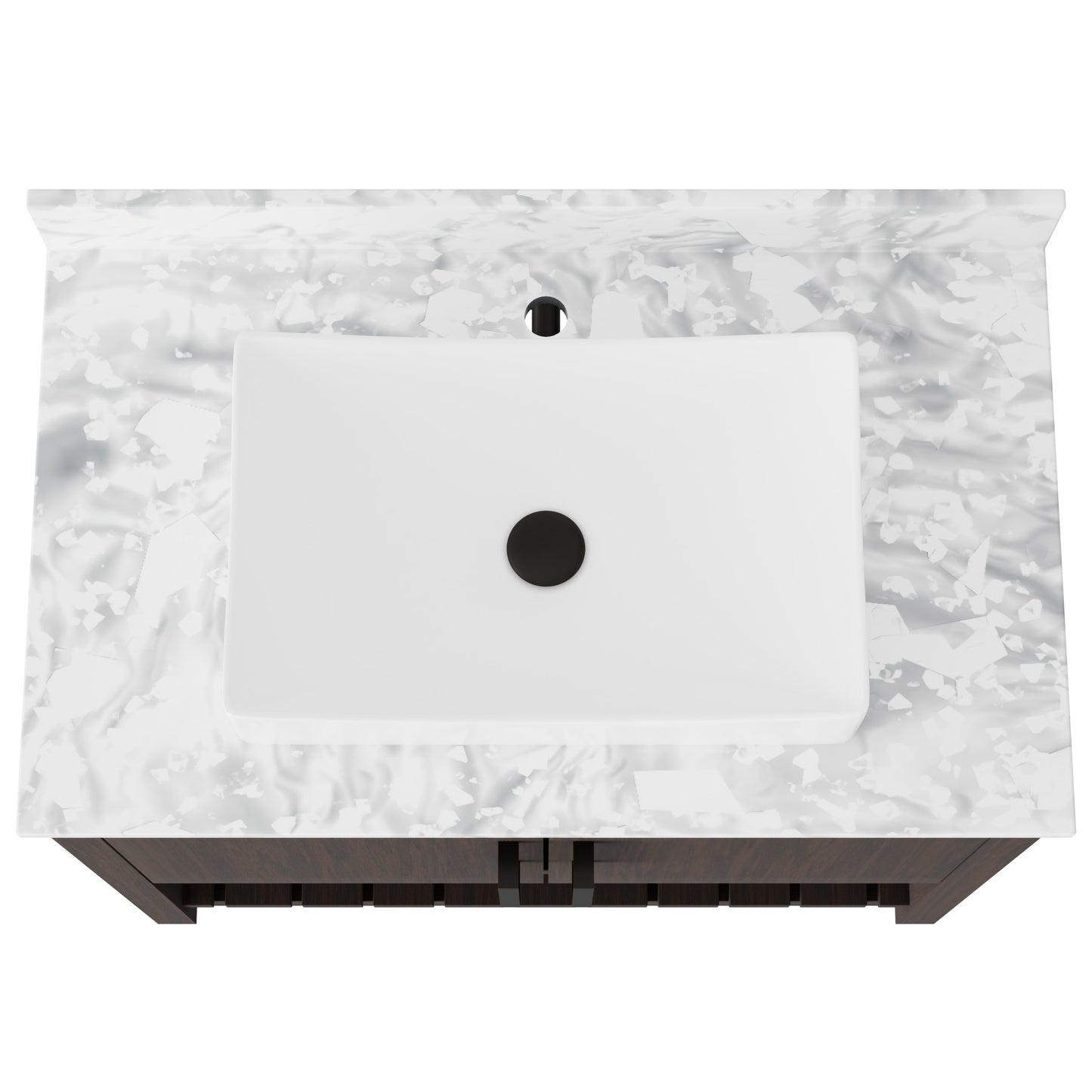 36-inch Novatto bath vanity with Carrara white marble countertop and integrated sink, showcasing elegant bathroom accessory design.