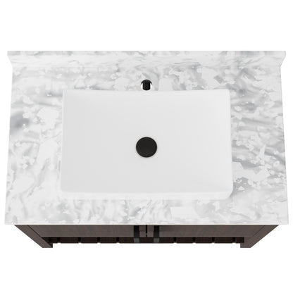 36-inch Novatto bath vanity with Carrara white marble countertop and integrated sink, showcasing elegant bathroom accessory design.