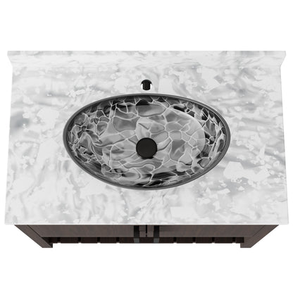 36-inch Novatto bath vanity with Carrara White marble counter and integrated sink, showcasing elegant bathroom accessory design.