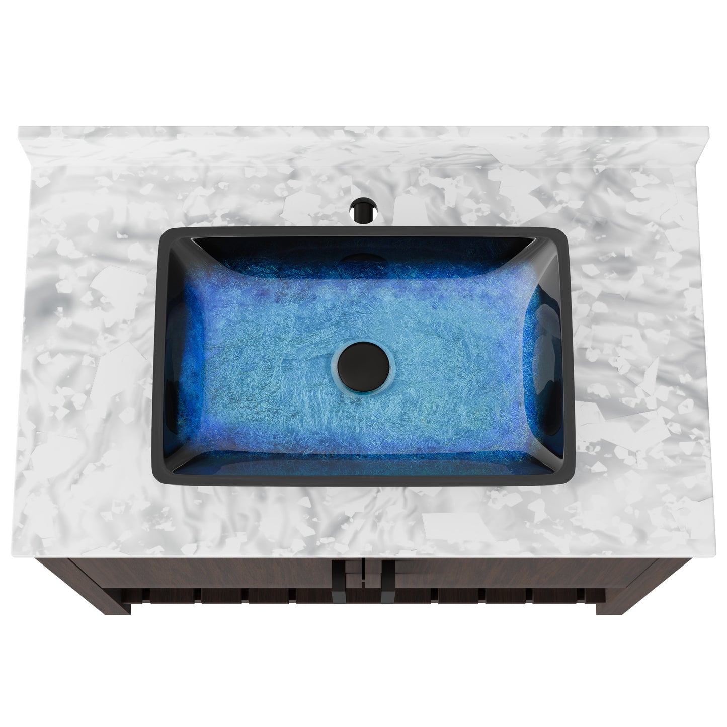 36-inch Novatto bath vanity with Carrara white marble countertop and integrated sink, shown from a front view.