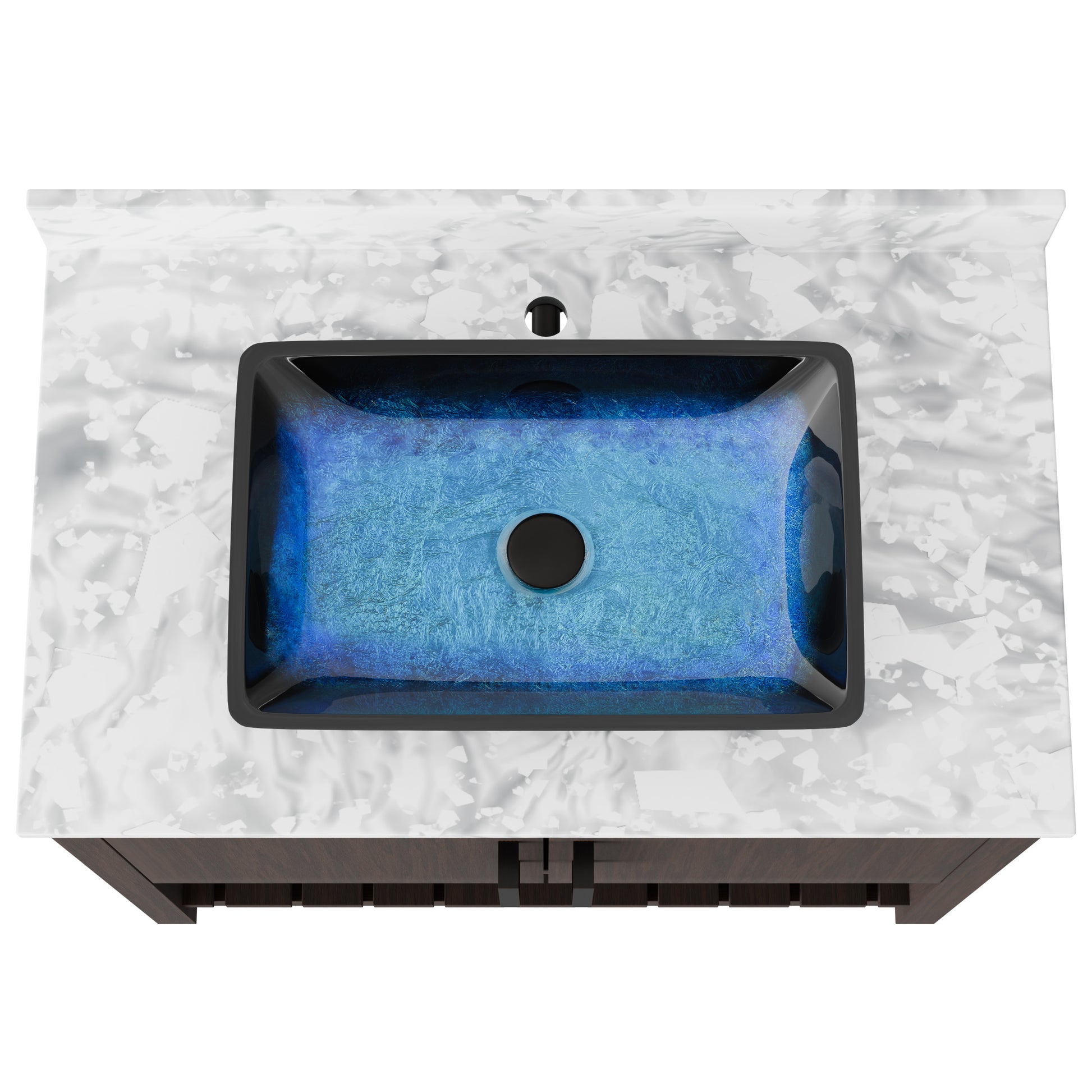 36-inch Novatto bath vanity with Carrara white marble countertop and integrated sink, shown from a front view.