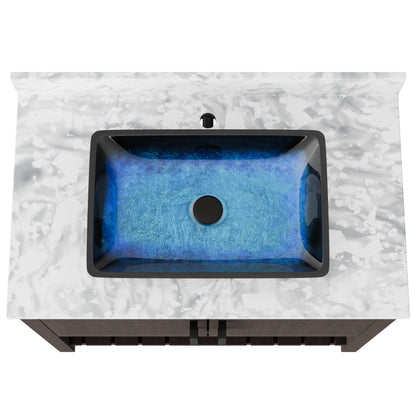 36-inch Novatto bath vanity with Carrara white marble countertop and integrated sink, shown from a front view.